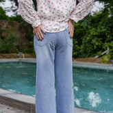 Women’s Light Blue Wide Leg Jeans – High Waist Casual Denim